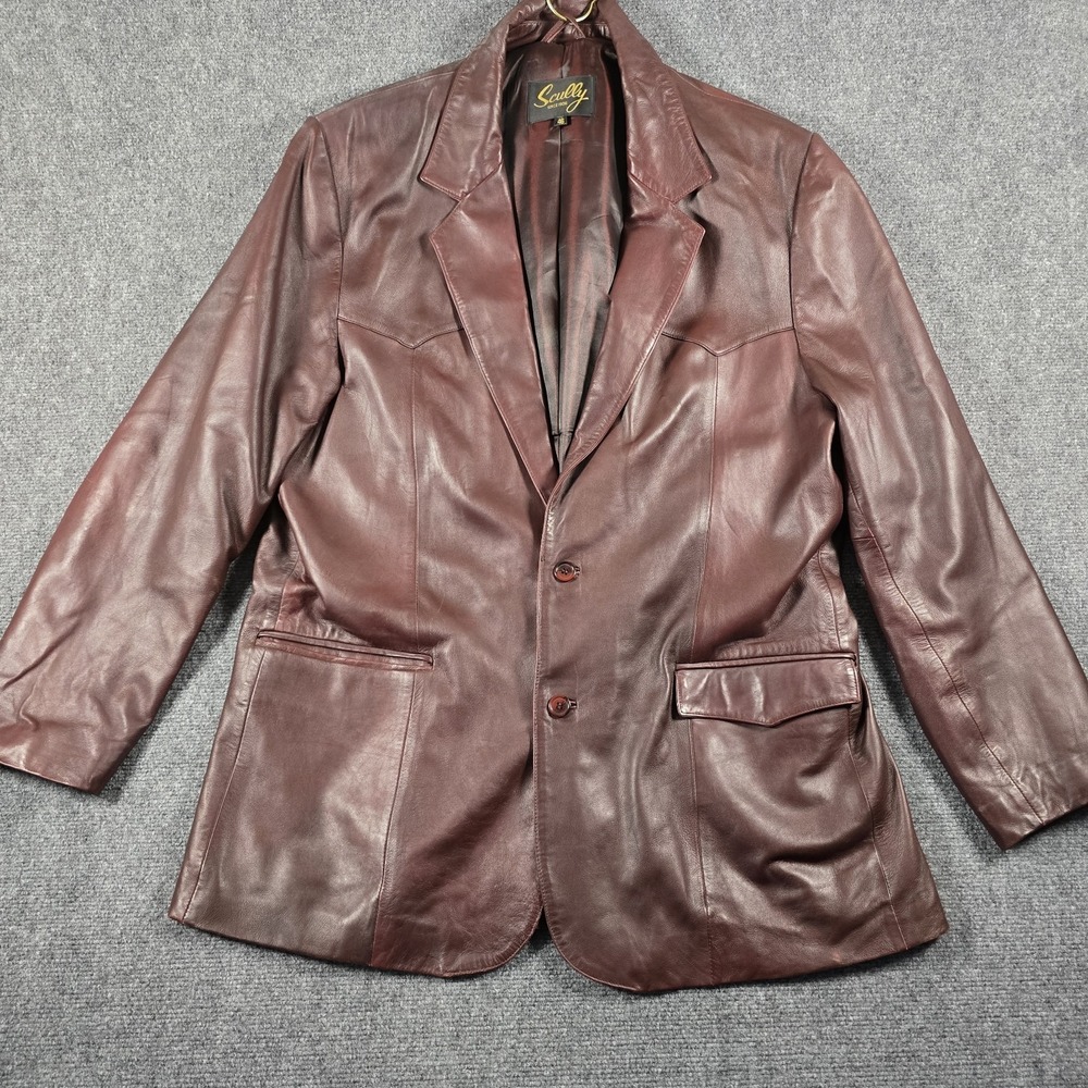 Scully Men's Brown Genuine Leather Western Blazer Sport Coat Jacket 46R